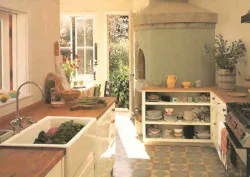 A sunny kitchen.