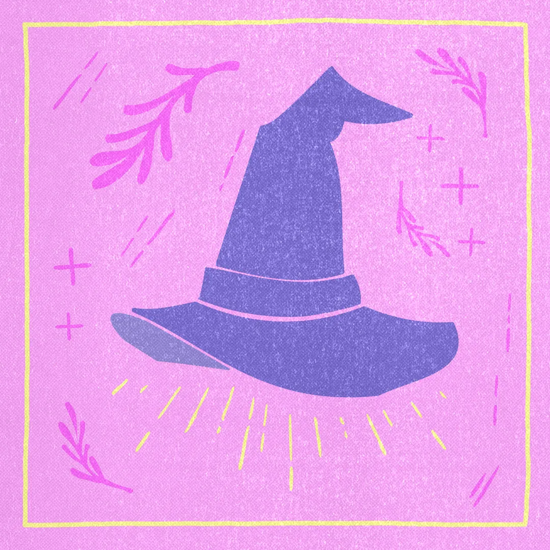 Drawing of a witch's hat.